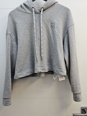 Weekend Max Mara Light Gray Cropped Hoodie Sweatshirt
